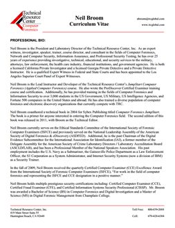 CV for Neil Broom Expert Witness in Computer Forensics Investigations in Albuquerque New Mexico